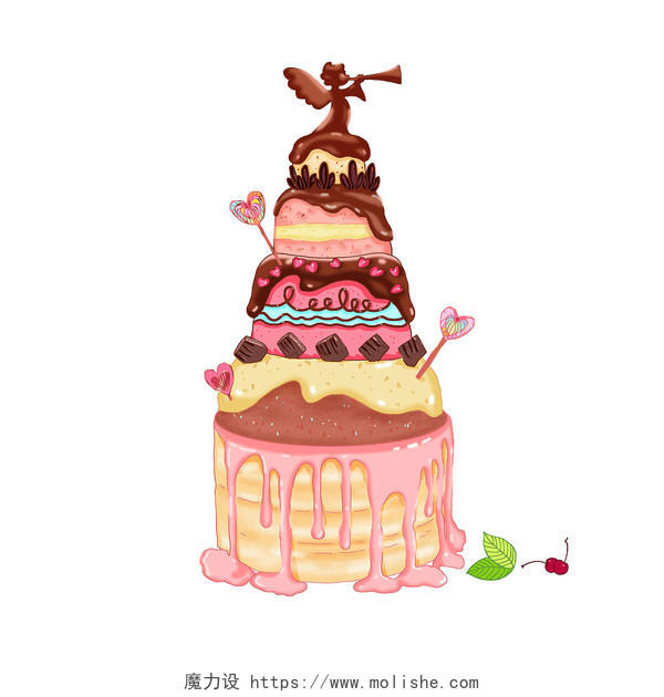 多层蛋糕巧克力奶油香甜美味卡通美食生日用品蛋糕元素